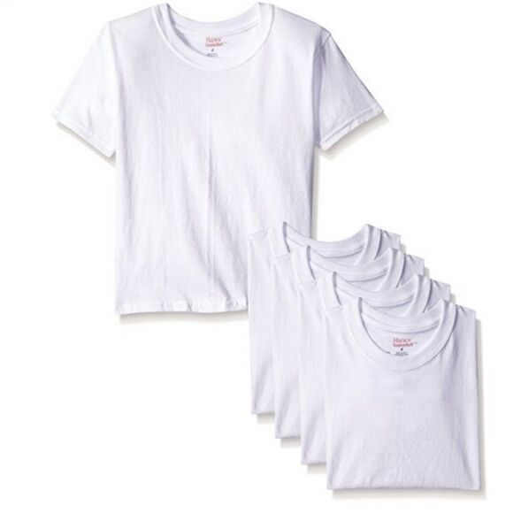 Hanes Kids Classic White Short Sleeve Tees Medium - Picture 1 of 4